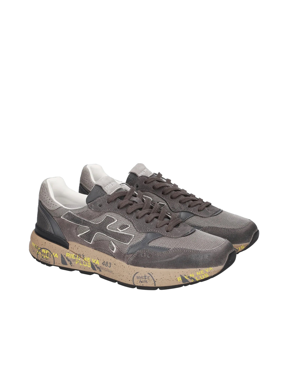 Grey Taupe Mick Color-Block Leather Sneakers