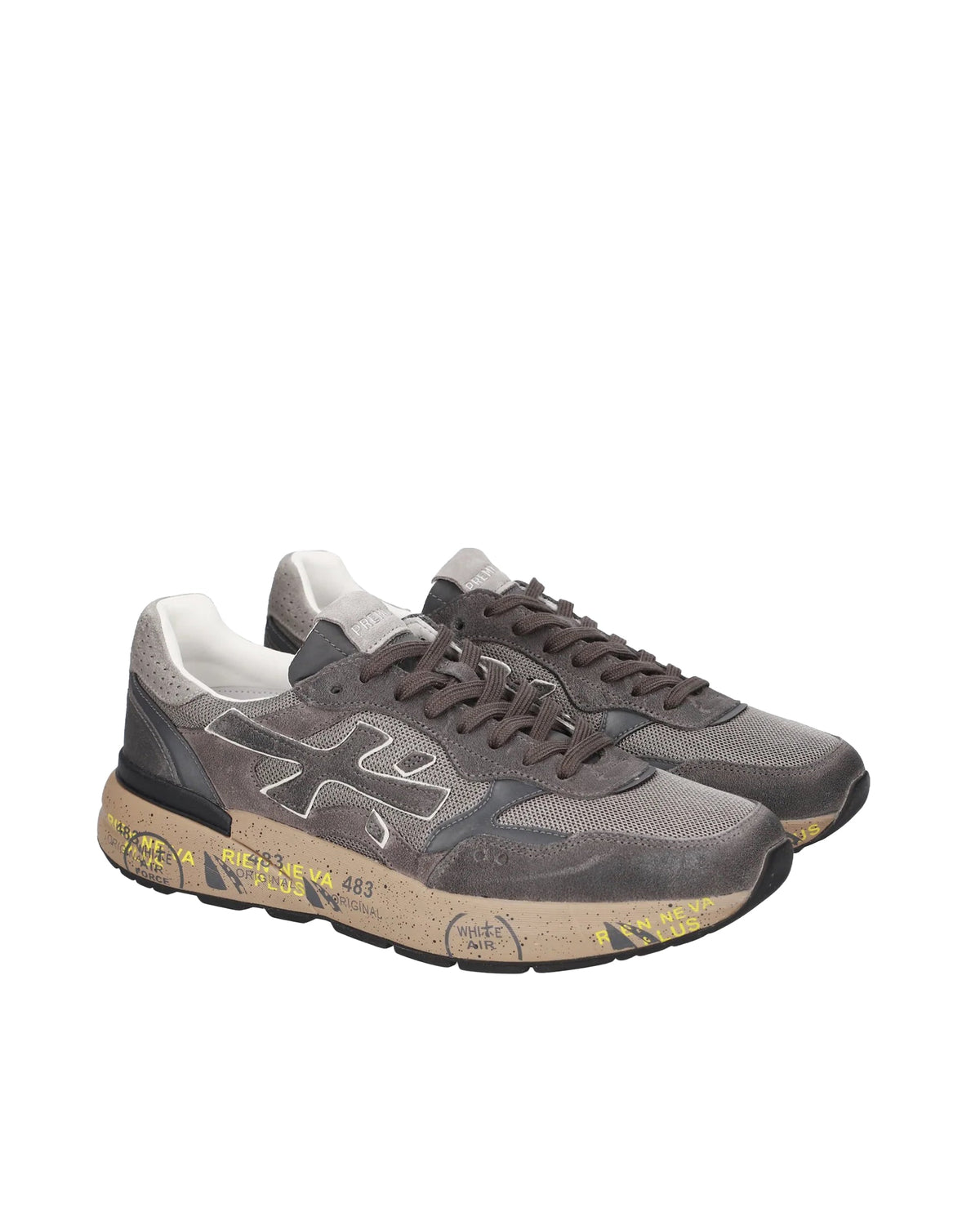 Grey Taupe Mick Color-Block Leather Sneakers