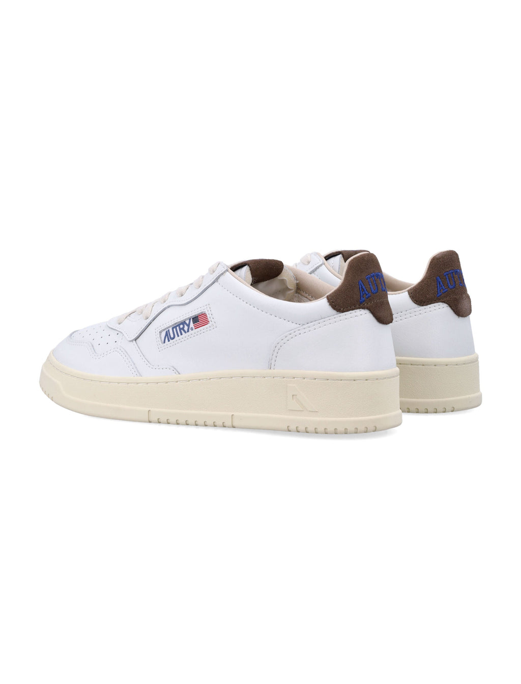 Low-Top Sneakers With Perforated White Leather Upper