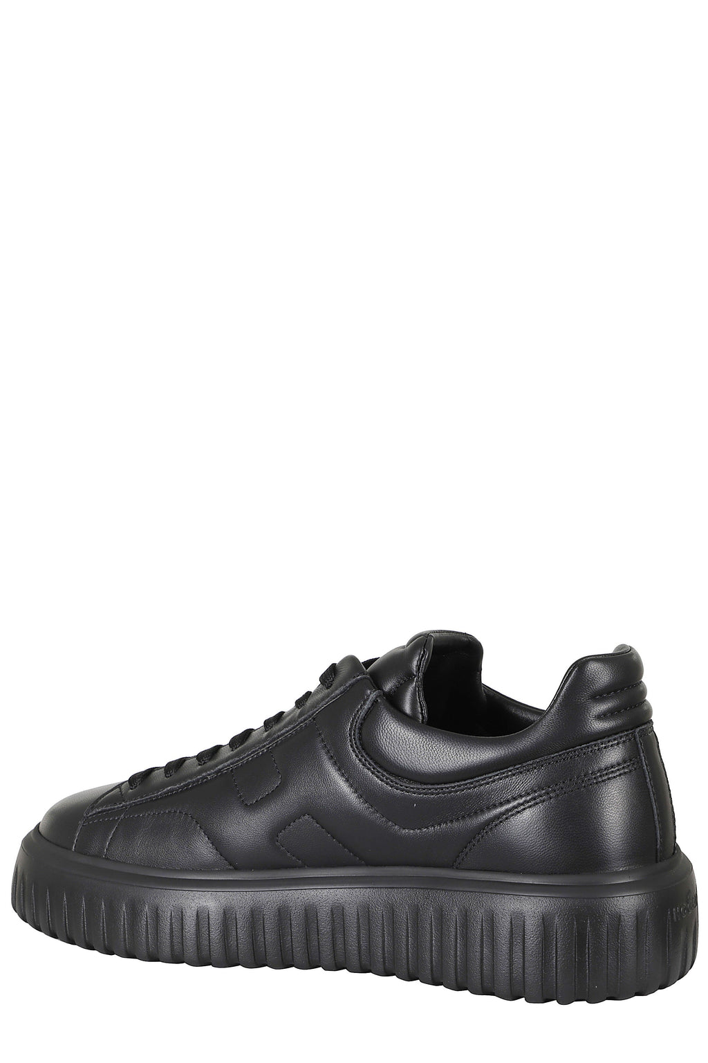 Black H Stripes Smooth Leather Rubber Sole Leather Sneakers