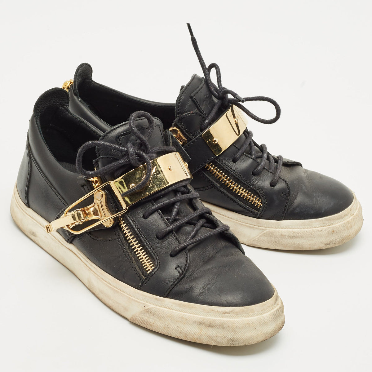 Giuseppe Zanotti Black Leather Low Top Sneakers