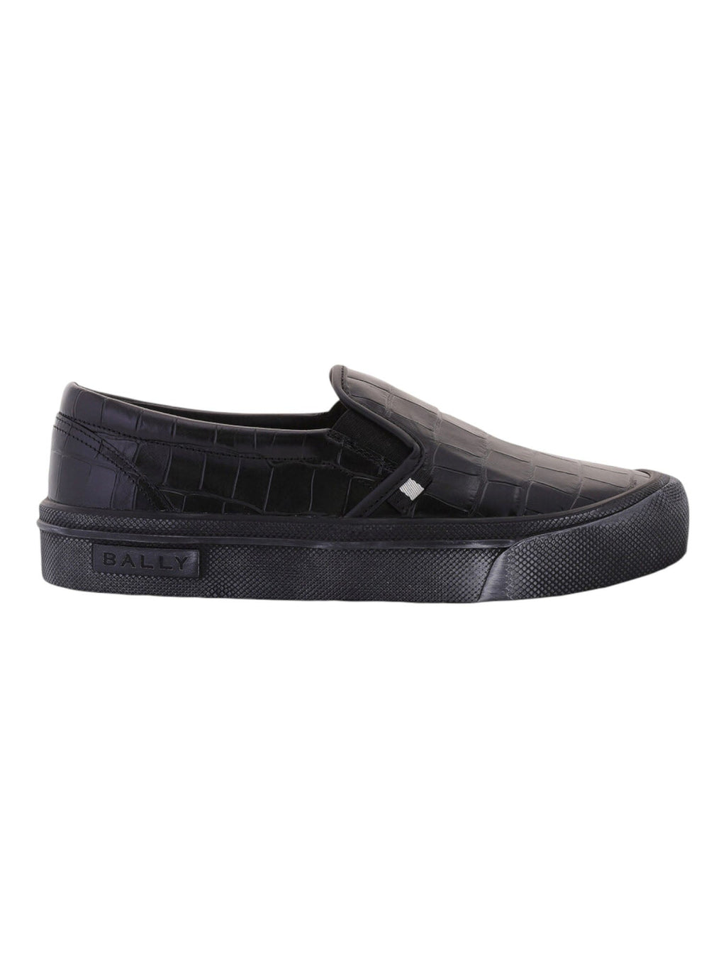 Bally Leory 6305333 Men's Black Croc Embossed Leather Sneakers