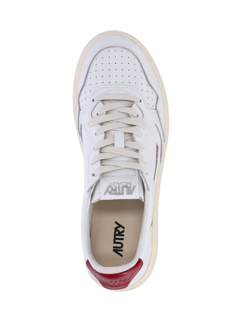 Low-Top White Leather Sneakers with Perforated Detailing
