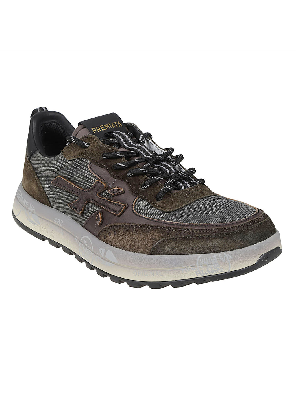 Brown Nous Layered Calfskin Sneakers