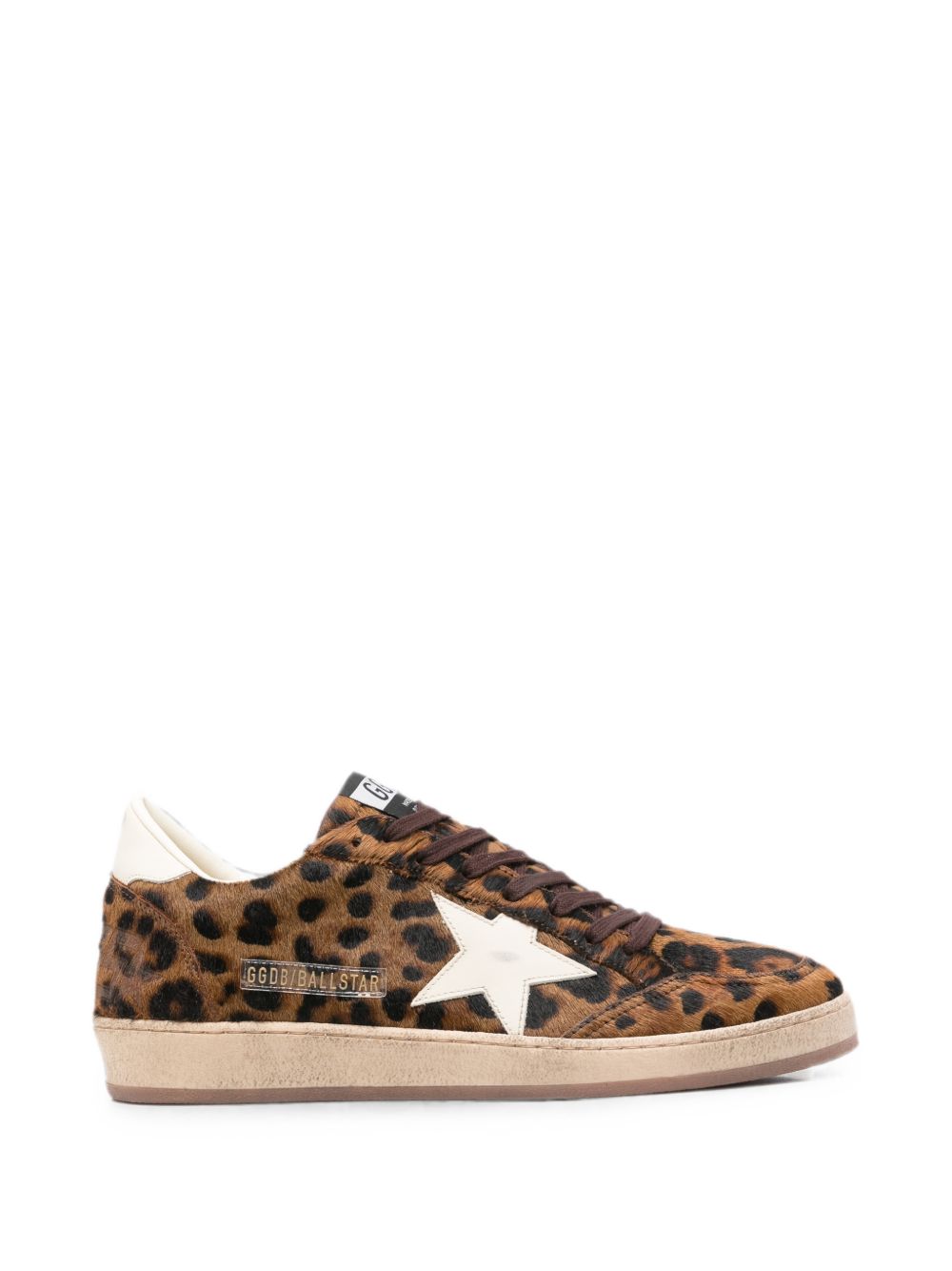 Leopard Print Star Detail Silk Nylon Low-Top Sneakers