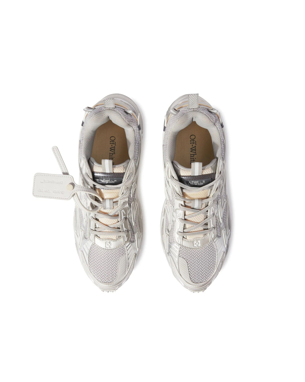 Light Grey and Silver Sneakers with Mesh