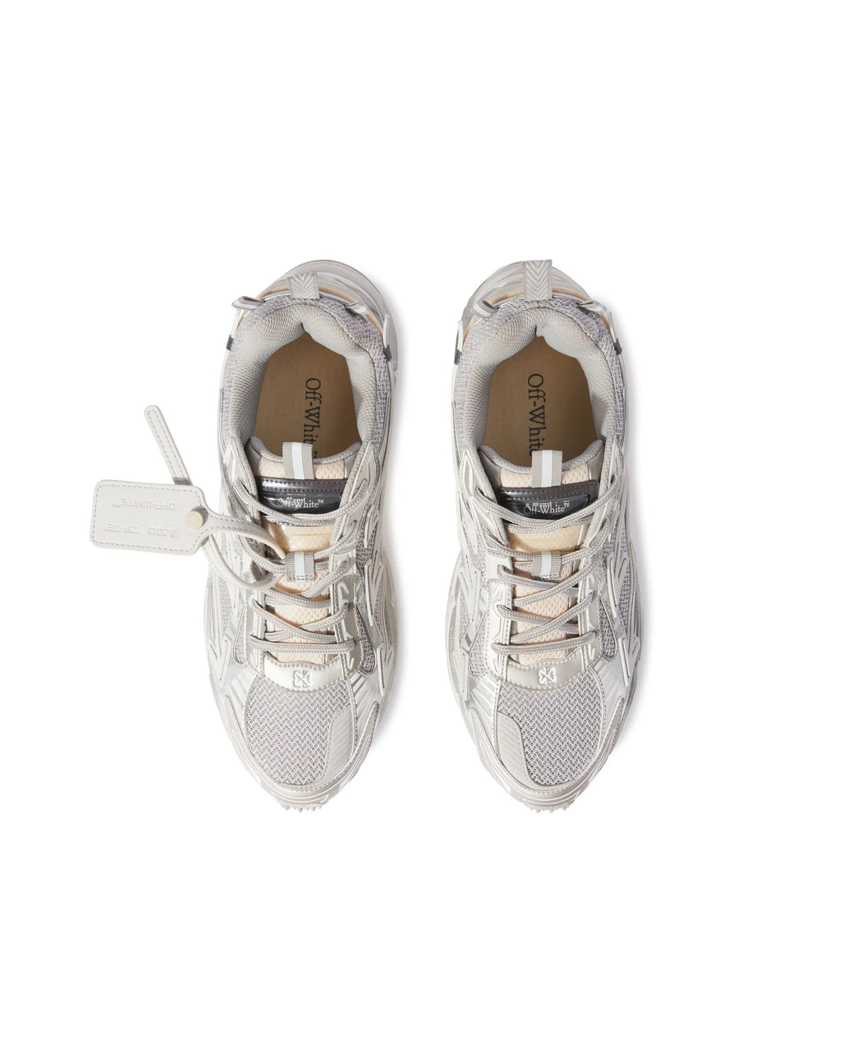 Light Grey and Silver Sneakers with Mesh