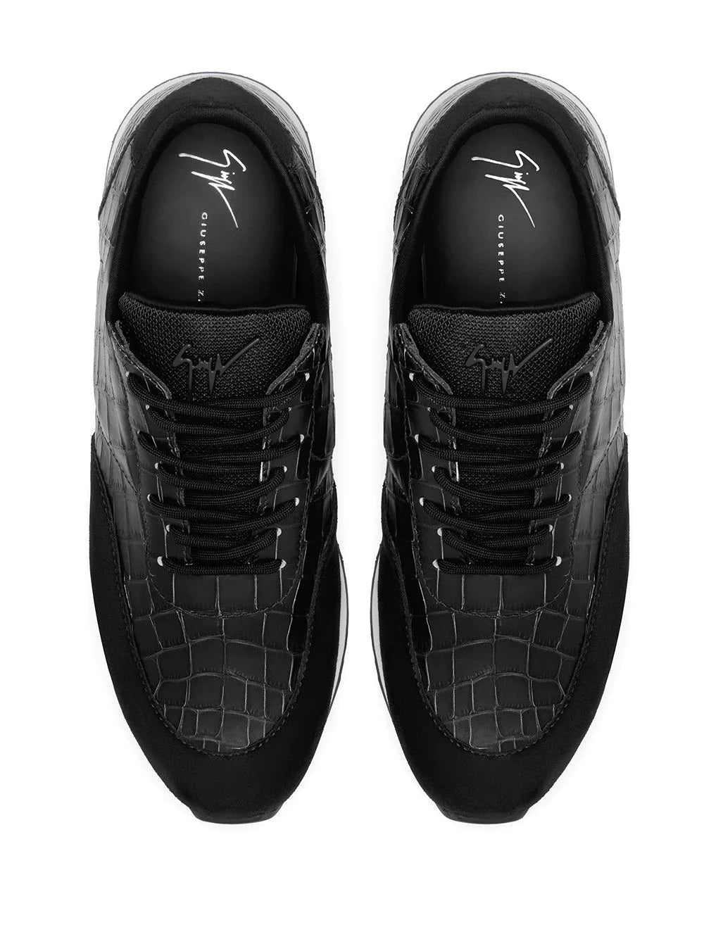 Black Jimy Textured Suede Accents Leather Sneakers