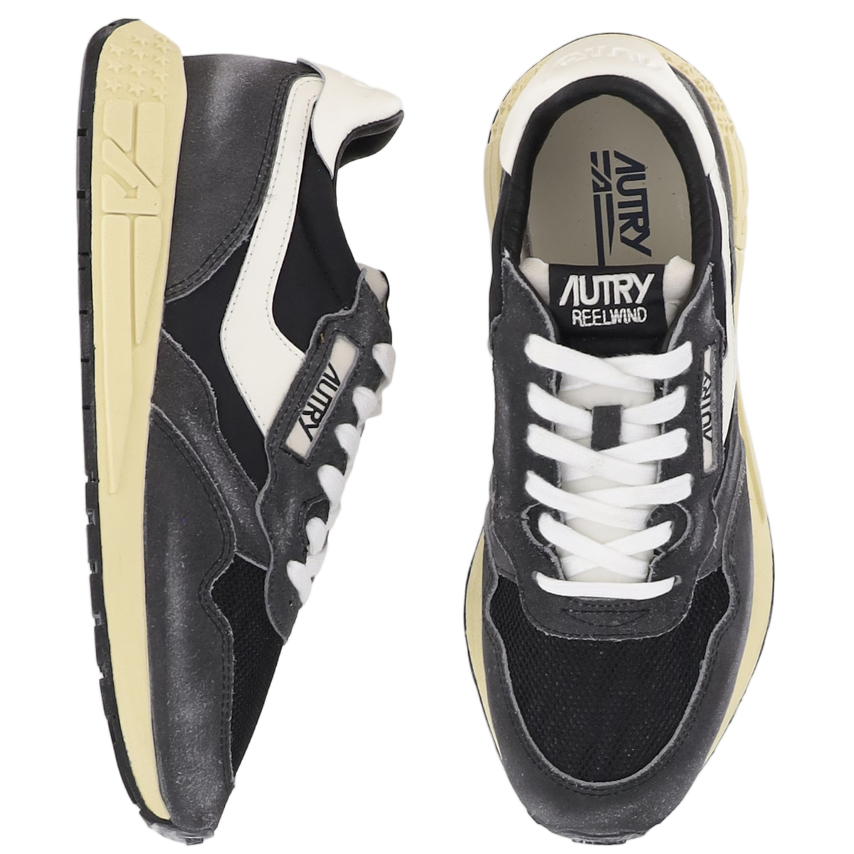 Leather And Mesh Sneakers With Vintage Touch