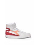 Grey Red Leather Basket Sneakers