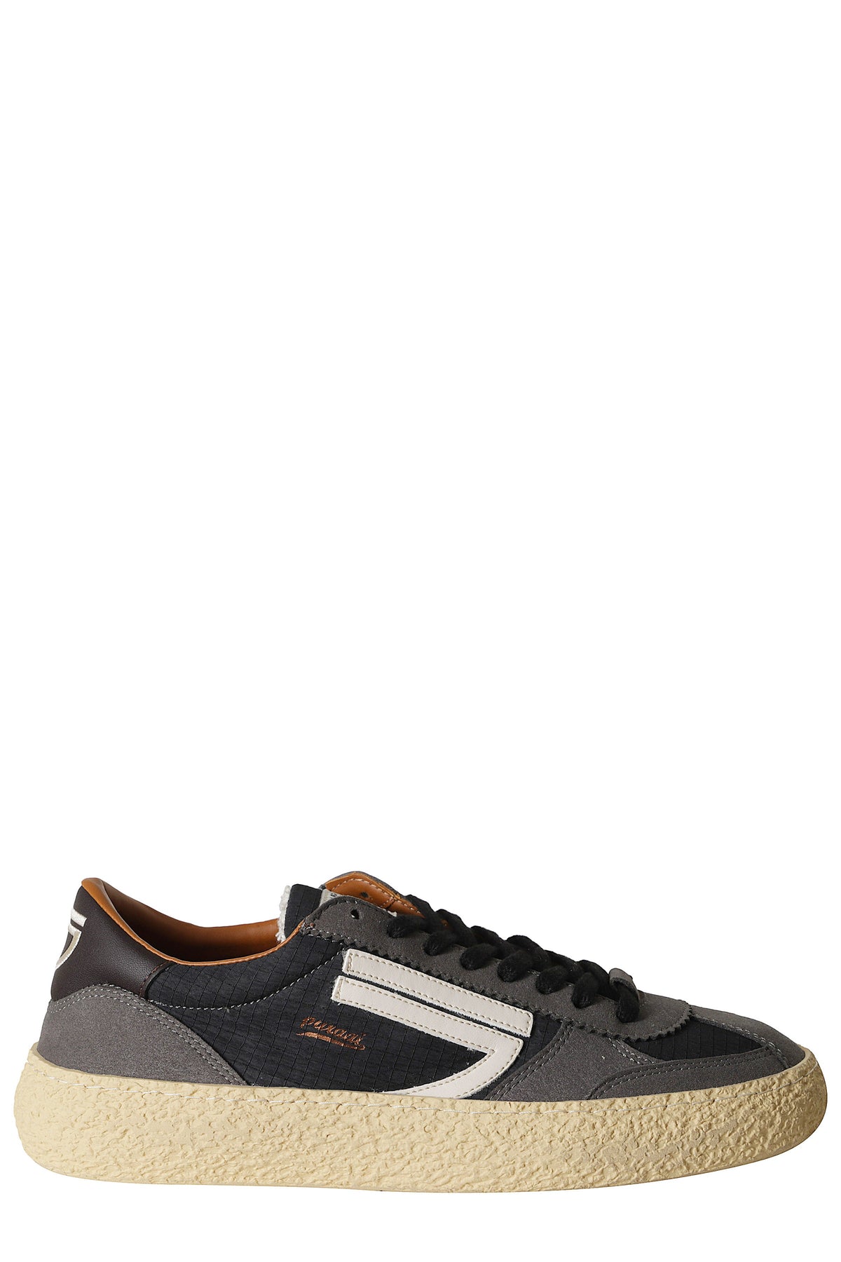 Gray 1.01 Vintage Logo Details Suede Rubber Sneakers