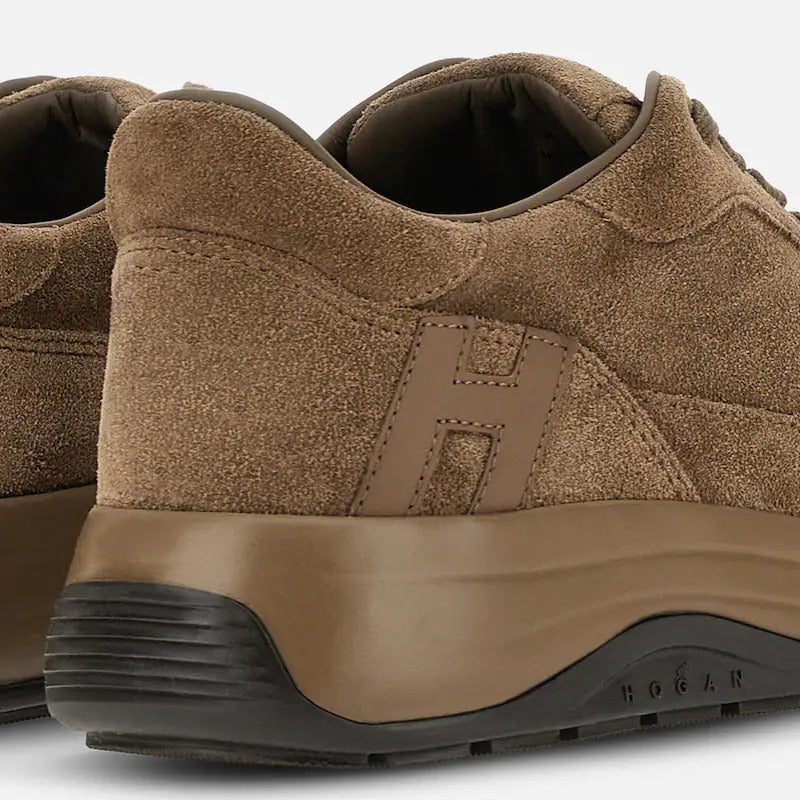 Beige Dark Calfskin Low-Top Sneakers
