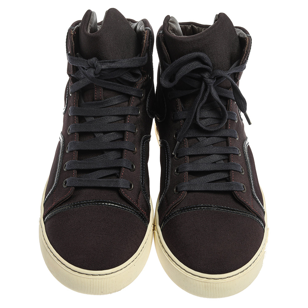 Lanvin Burgundy Nylon High Top Sneakers