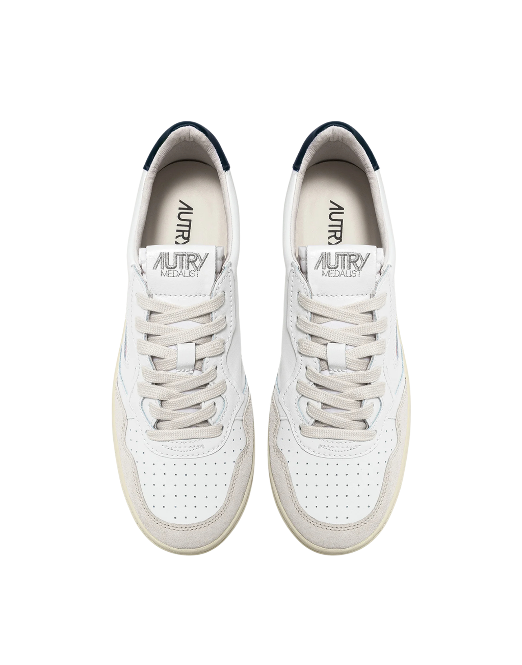 Low-Top Sneakers with Micro-Perforated Toe and Leather Accents