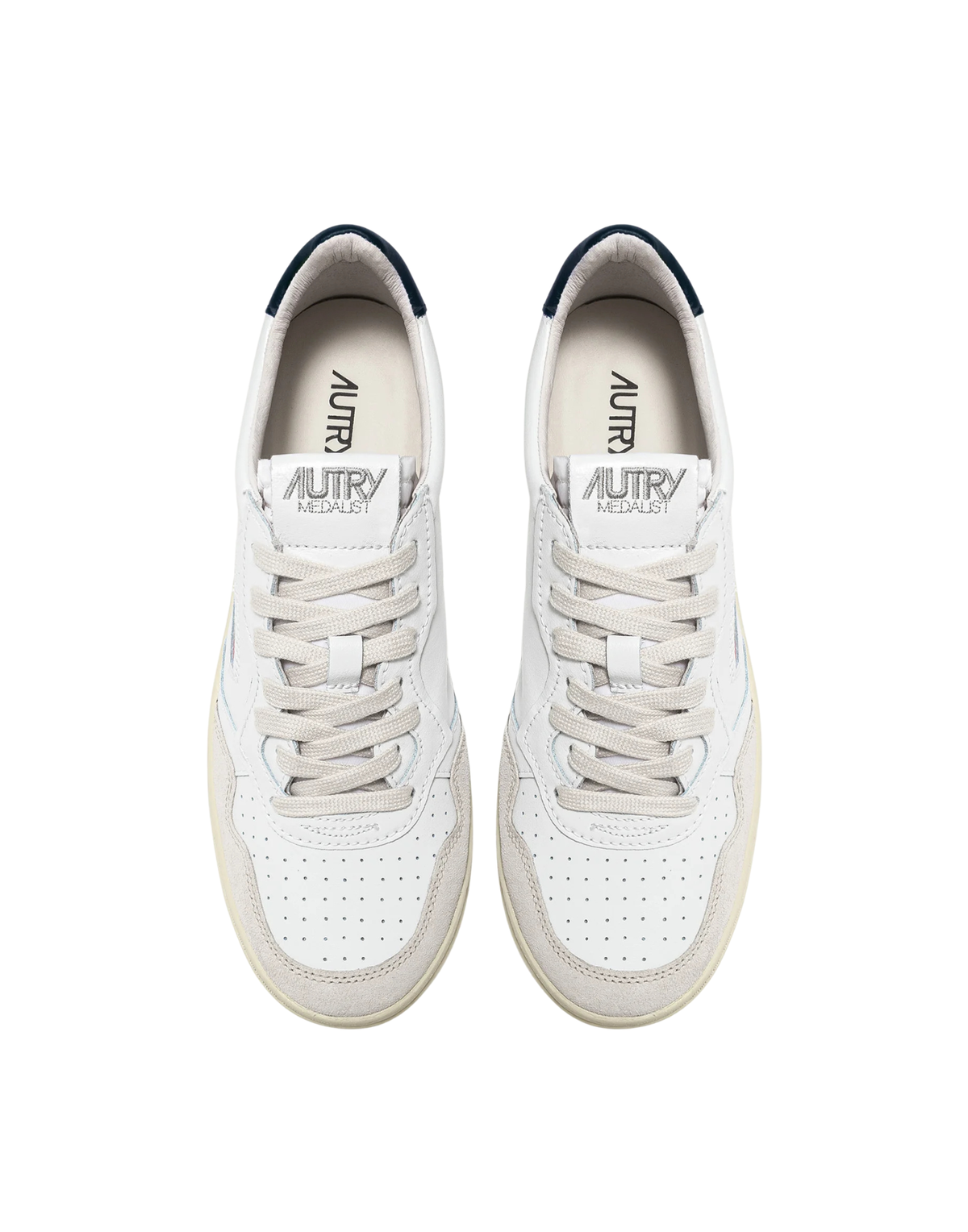 Low-Top Sneakers with Micro-Perforated Toe and Leather Accents