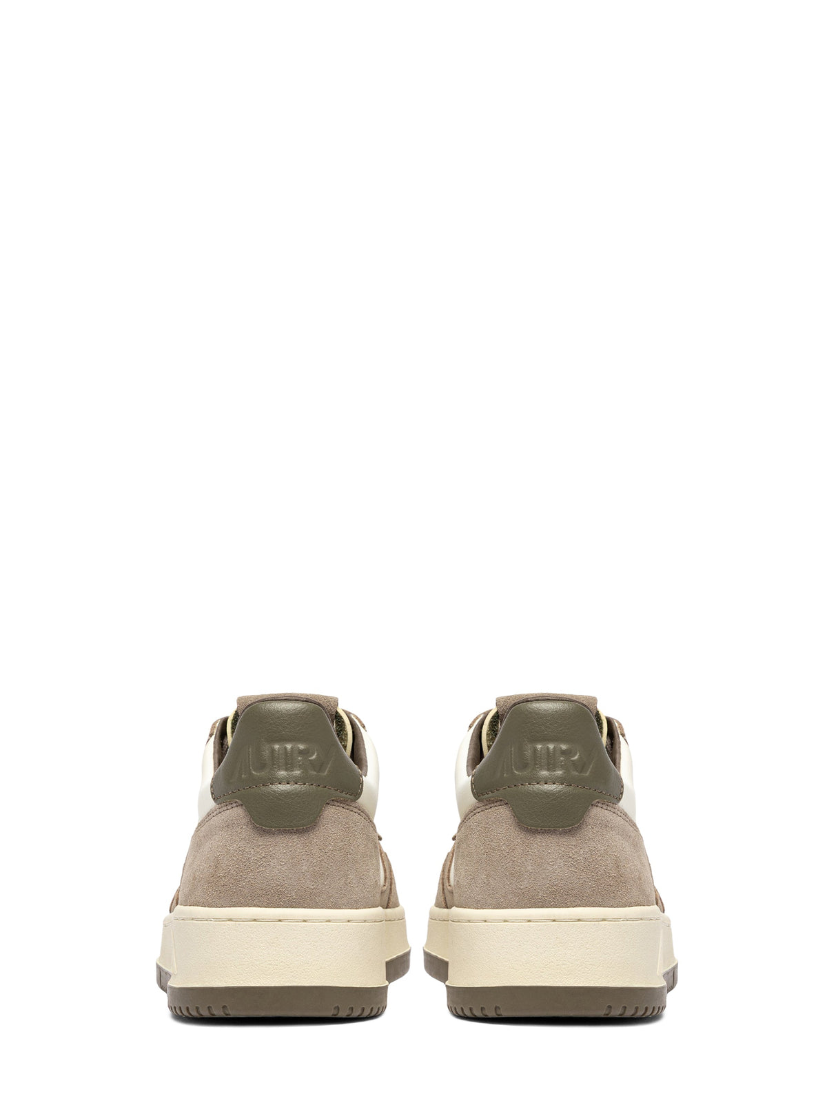 Low-Top Sneakers with Leather and Suede Panels in Covert Green