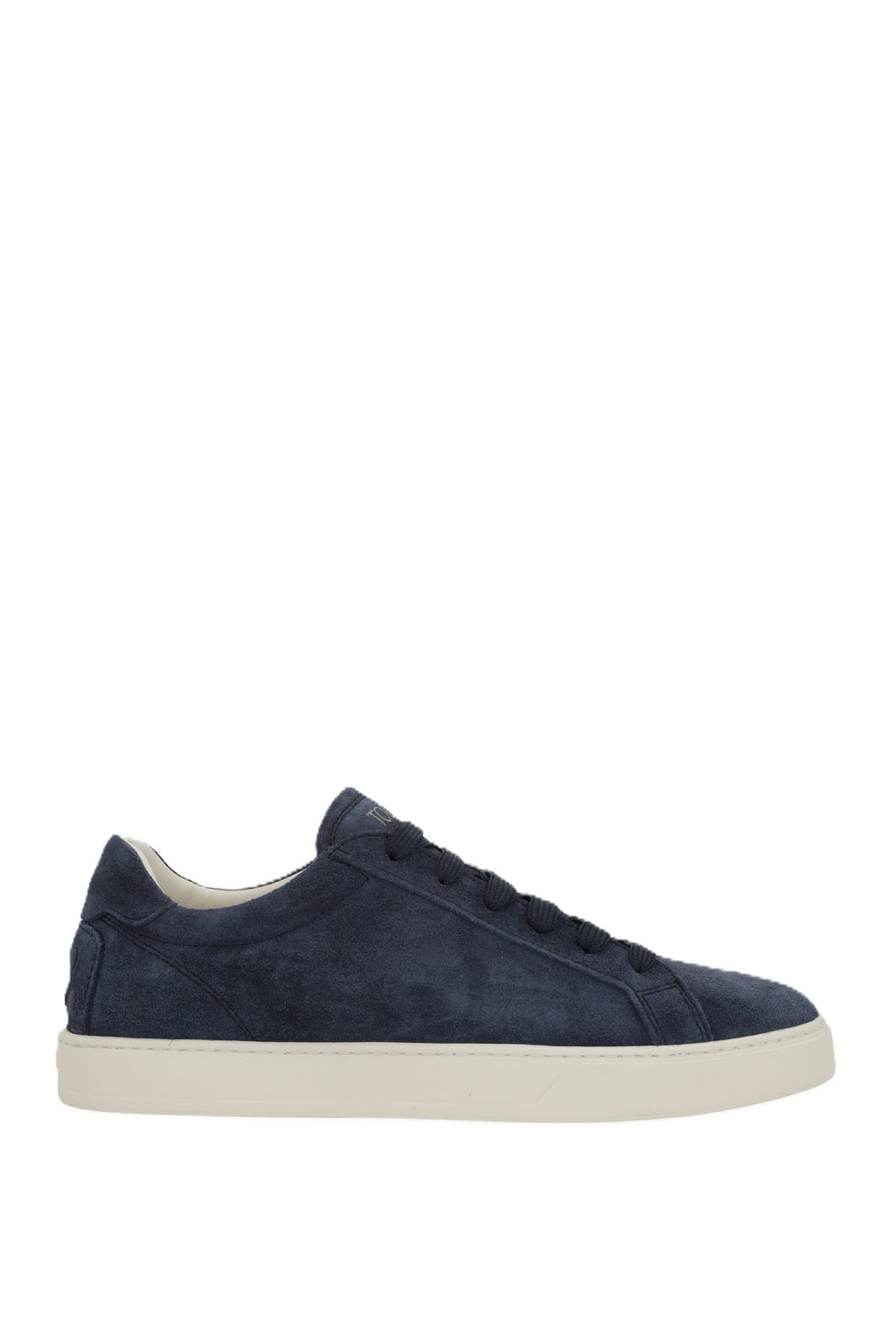 Deep Navy Suede Low-Top Sneakers with Off-White Sole