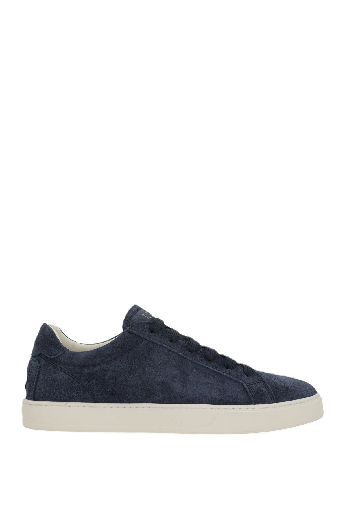 Deep Navy Suede Low-Top Sneakers with Off-White Sole