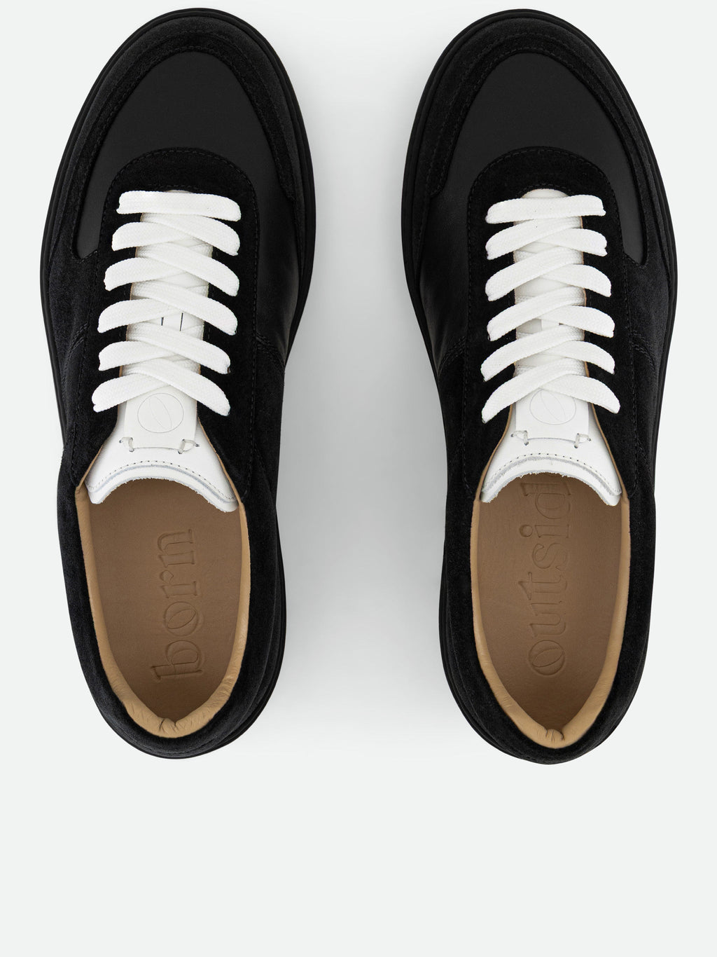 Low-Top Black Suede and Leather Sneakers with Contrast Details