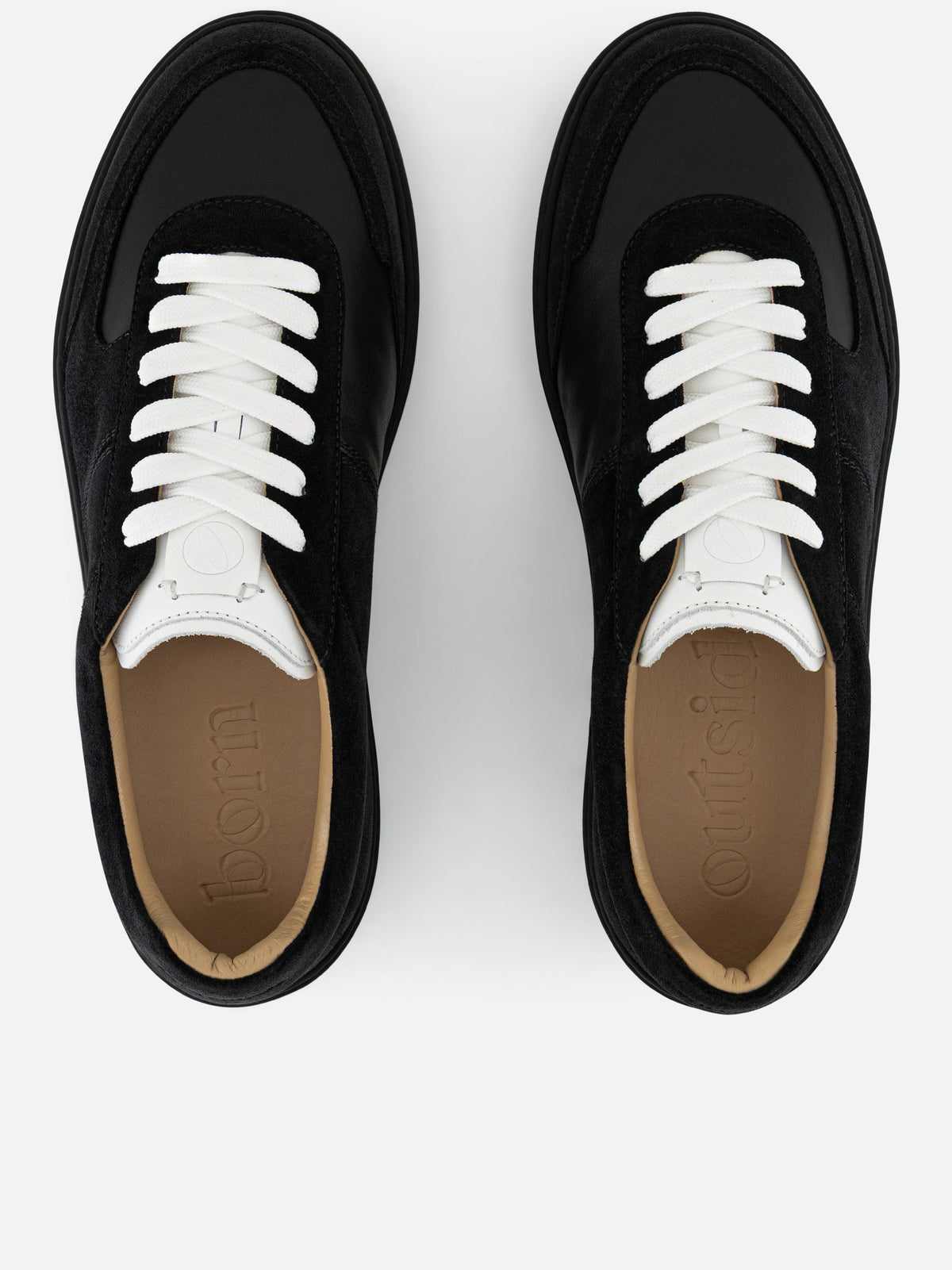 Low-Top Black Suede and Leather Sneakers with Contrast Details