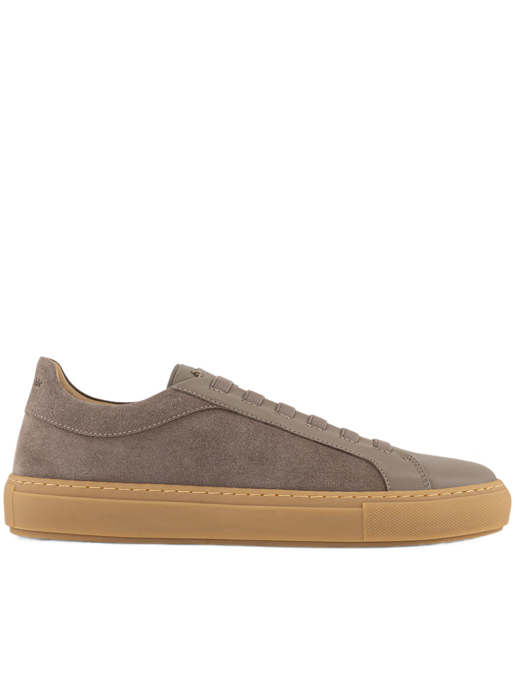 Brown Suede Low-Top Sneakers with Smooth Overlays