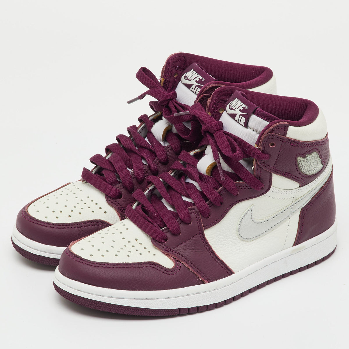 Air Jordans Burgundy/white Leather Jordan 1 Retro High Bordeaux Sneakers