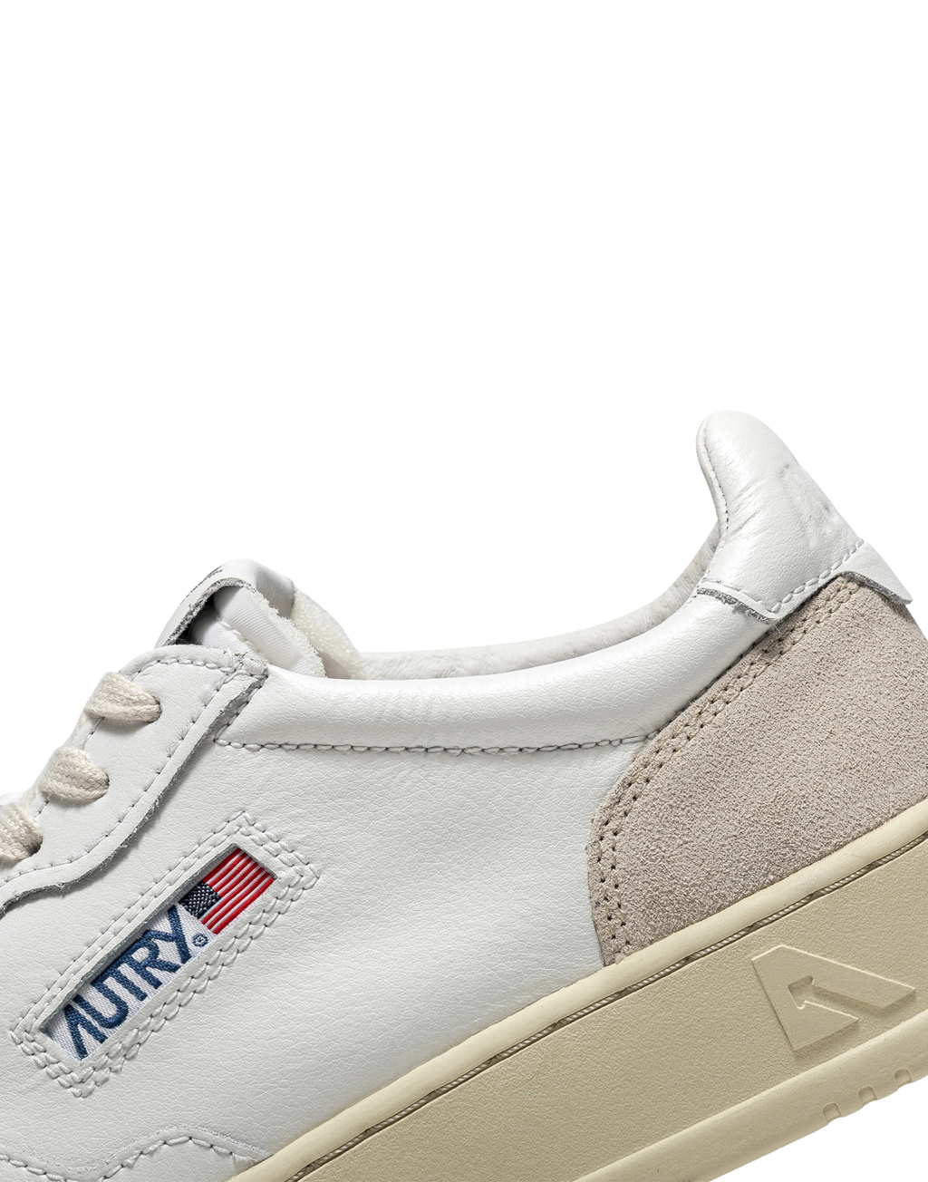 Autry Medalist Low White Leather and Beige Suede Sneakers