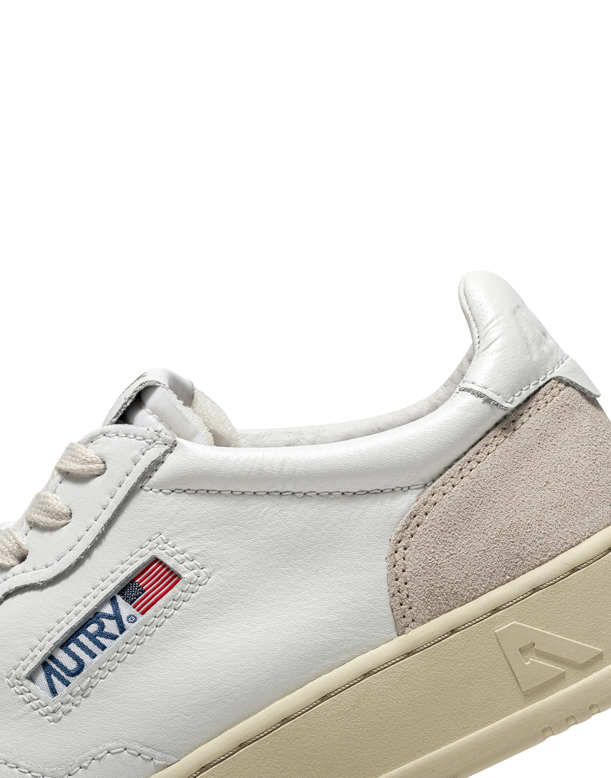 Autry Medalist Low White Leather and Beige Suede Sneakers
