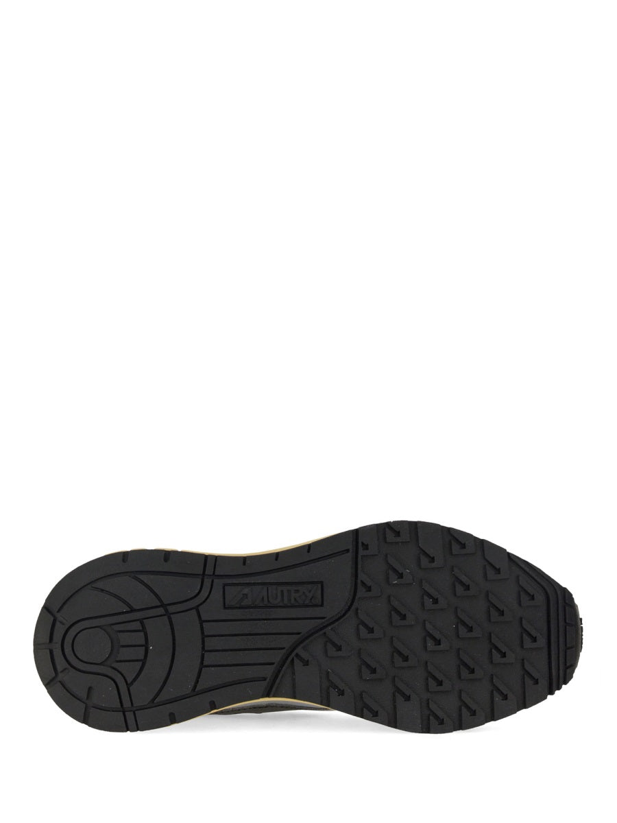 Layered Nylon and Cow Leather Sneaker with Textured Sole