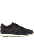 Low-Top Sneakers with Dark Suede Upper