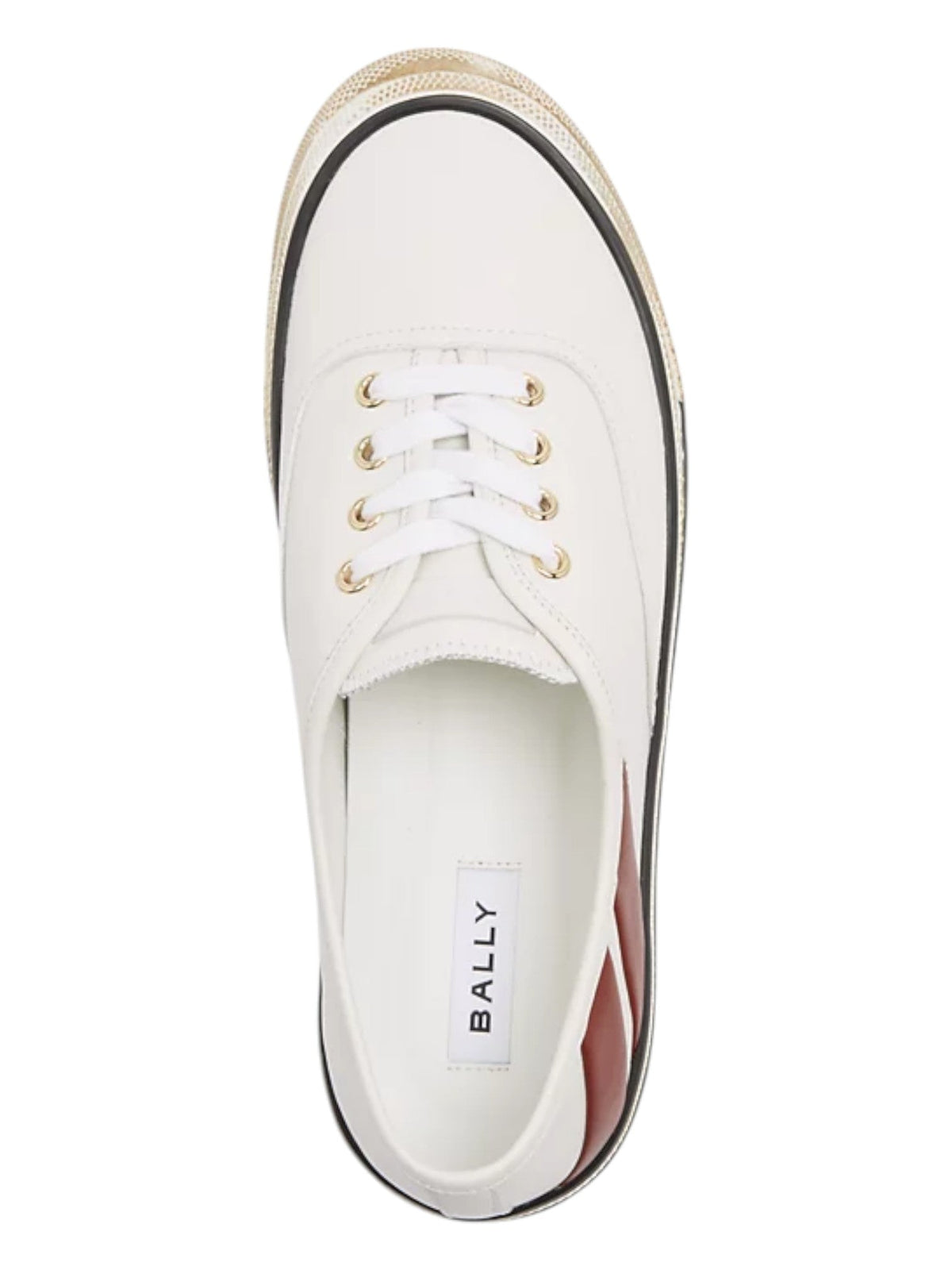 Bally Lyder 6305875 Men's White/Red Leather Sneakers