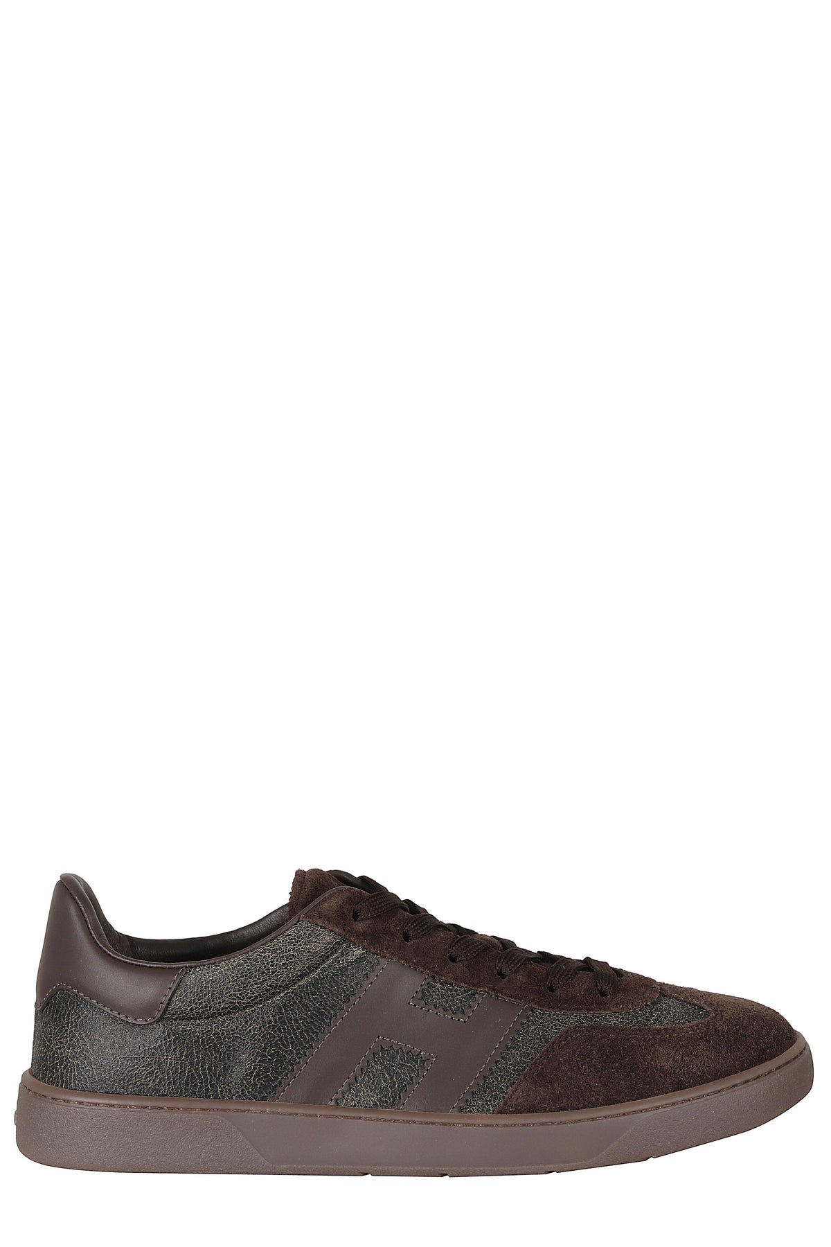 Brown Cool Smooth Leather Suede Rubber Sole Sneakers