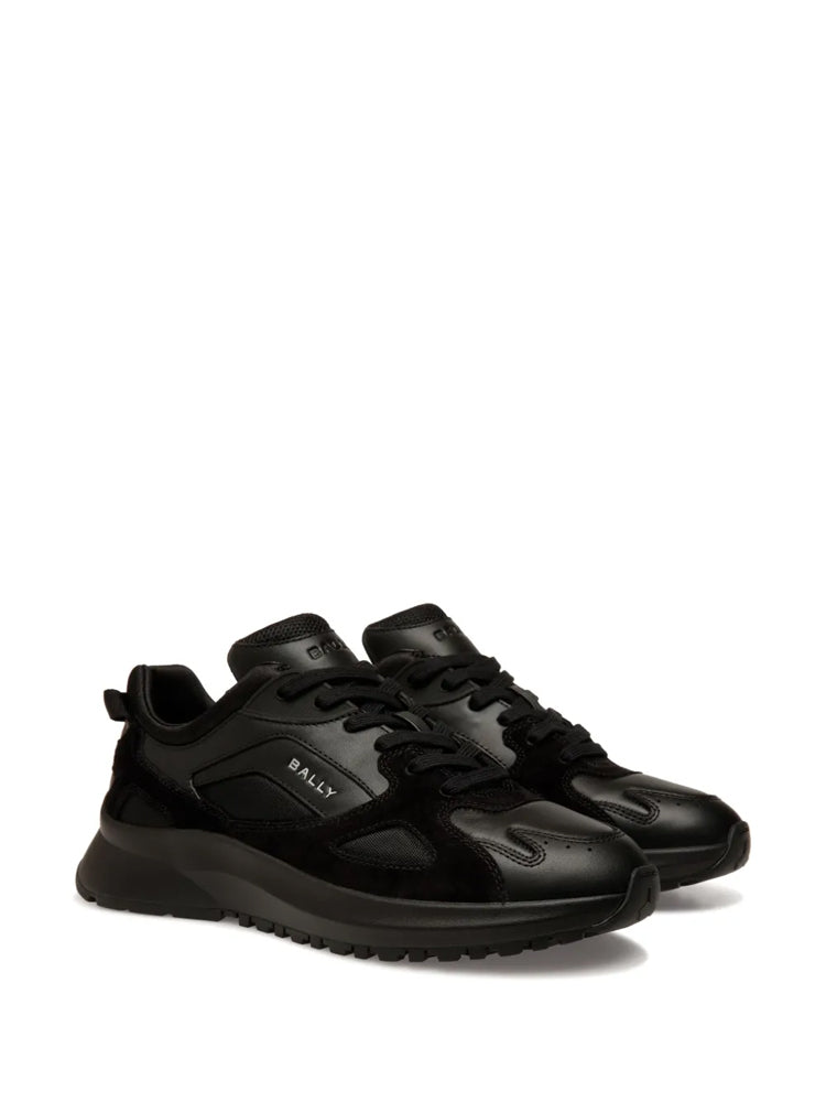 Black Low-Profile Suede Mesh Leather Sneakers