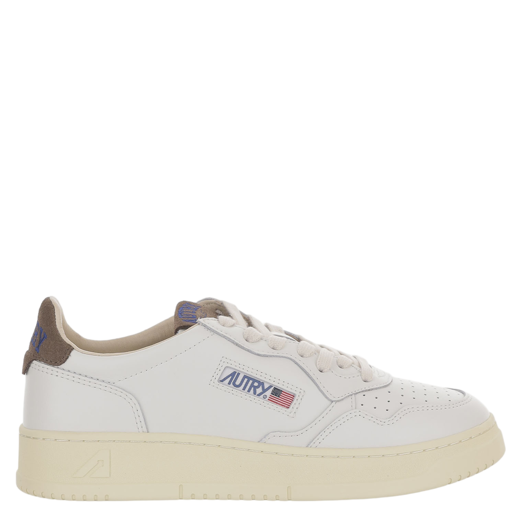 Low-Top Leather Sneakers With Suede Heel Tab And Logo Details