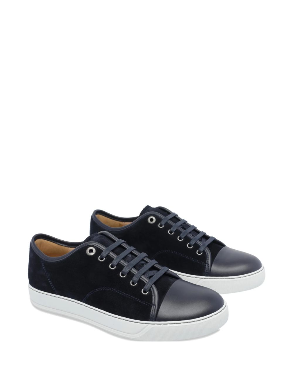 Low-Top Sneakers with Suede and Smooth Texture Contrast