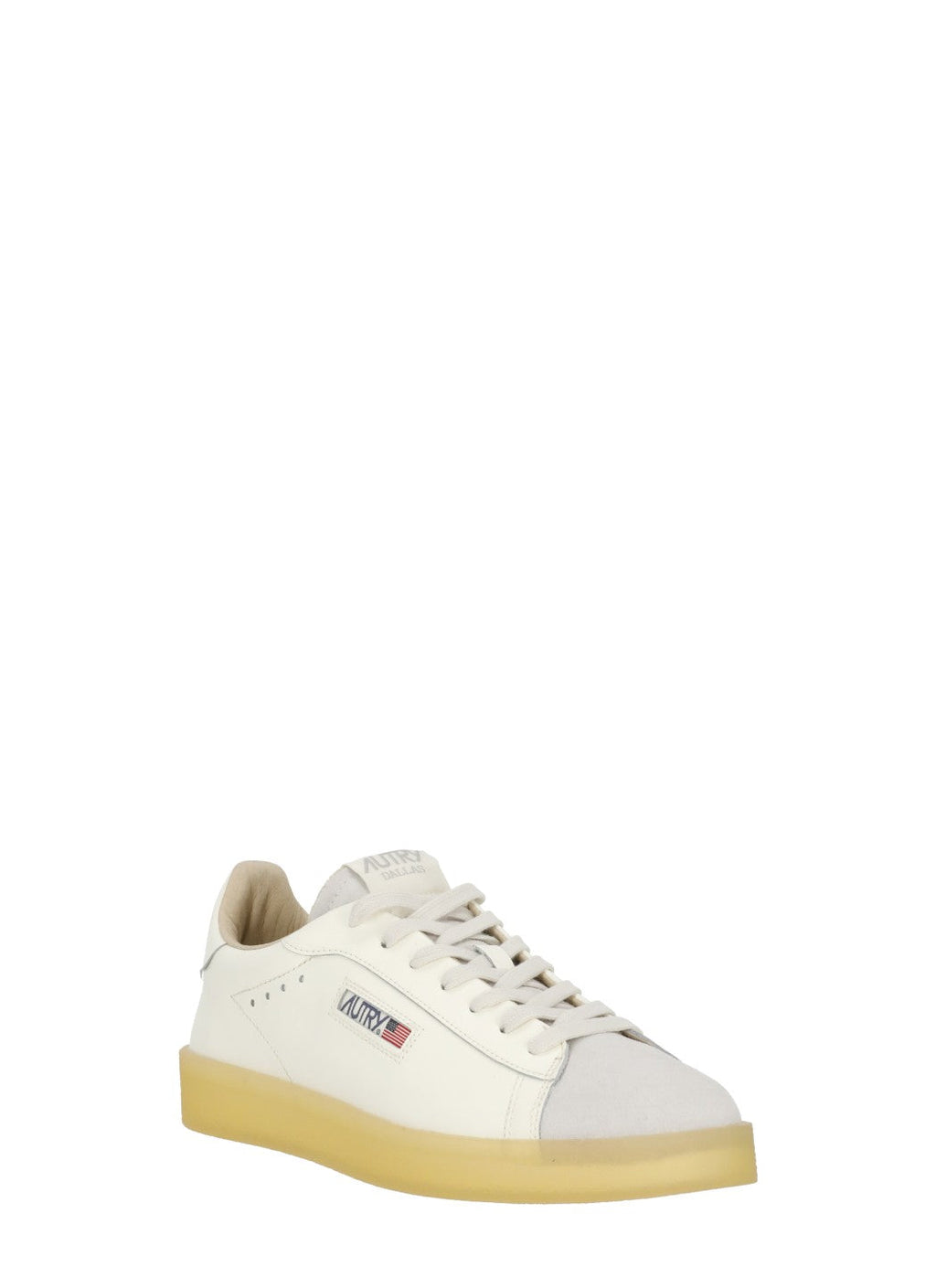 Ivory Suede Tip Yellow Sole Leather Sneakers