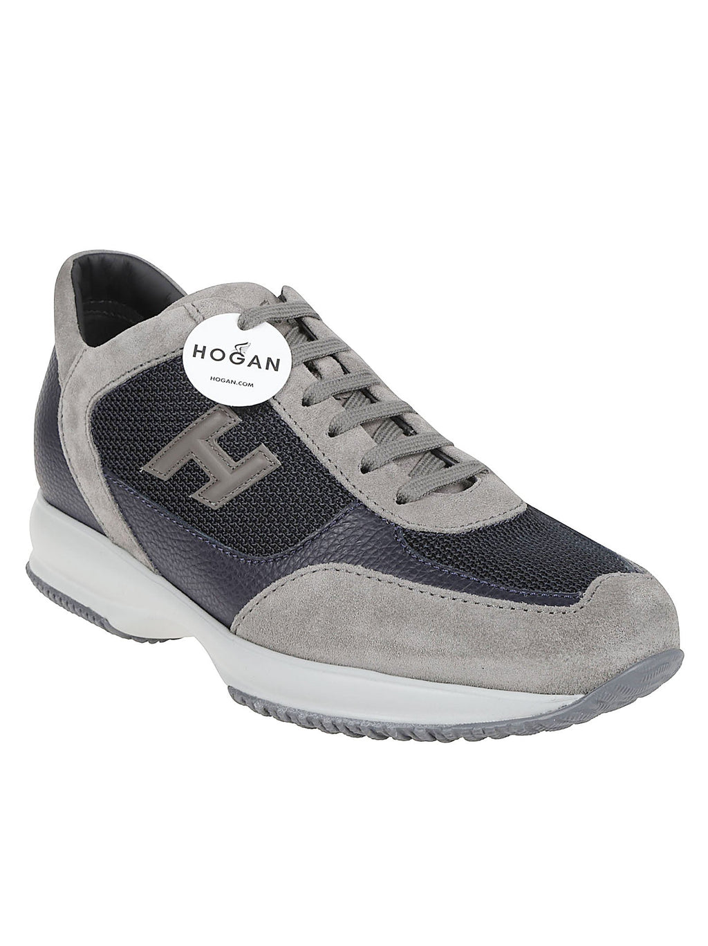 Interactive Leather Suede-Trim Sneakers