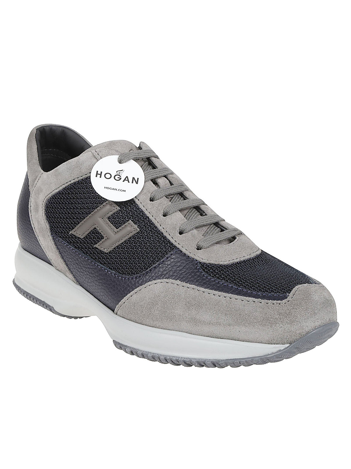Interactive Leather Suede-Trim Sneakers