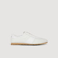 Leather and suede low-top sneakers