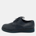 Giorgio Armani Navy Blue Woven Leather Low Top Sneakers