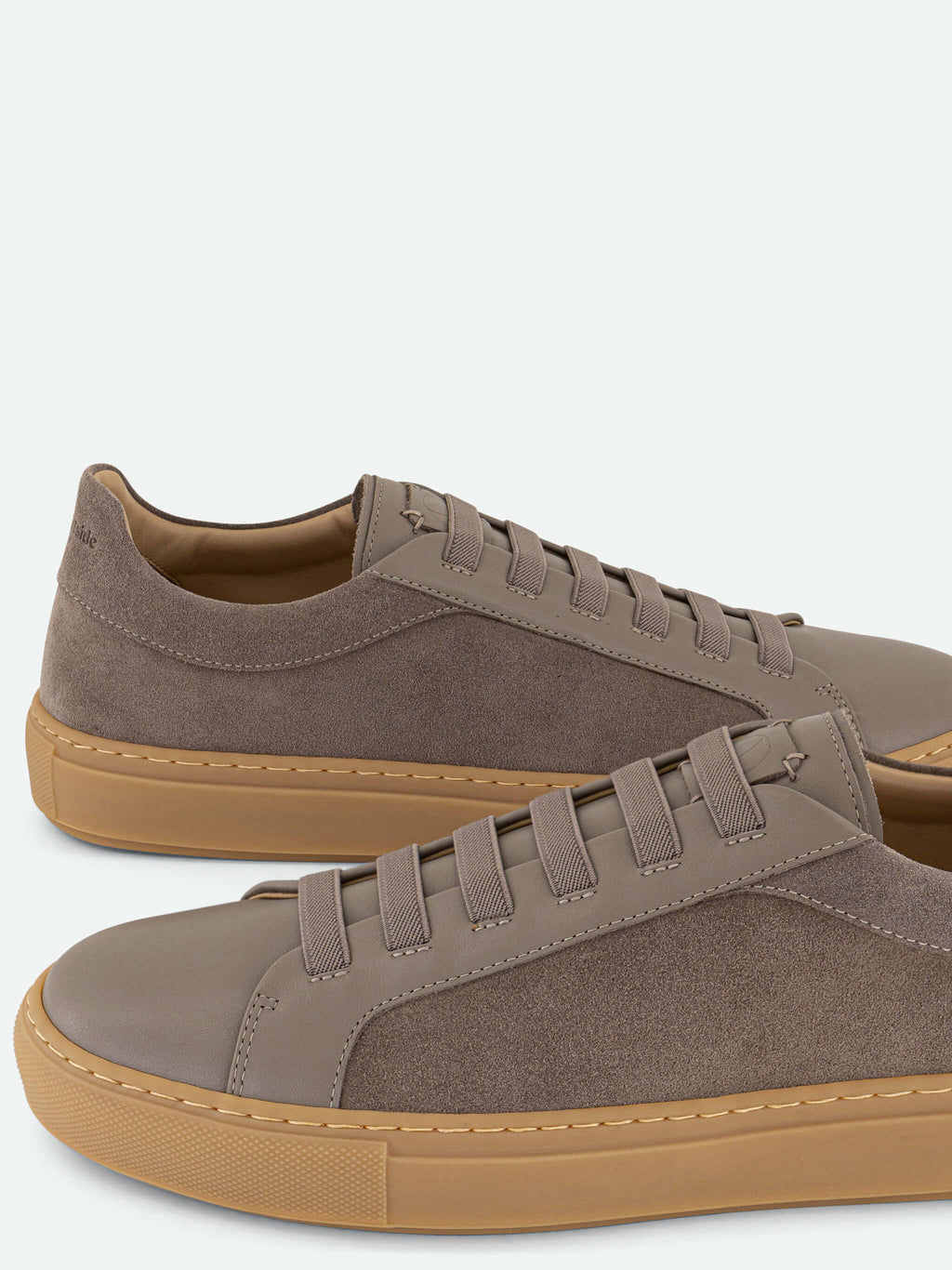 Brown Suede Low-Top Sneakers with Smooth Overlays