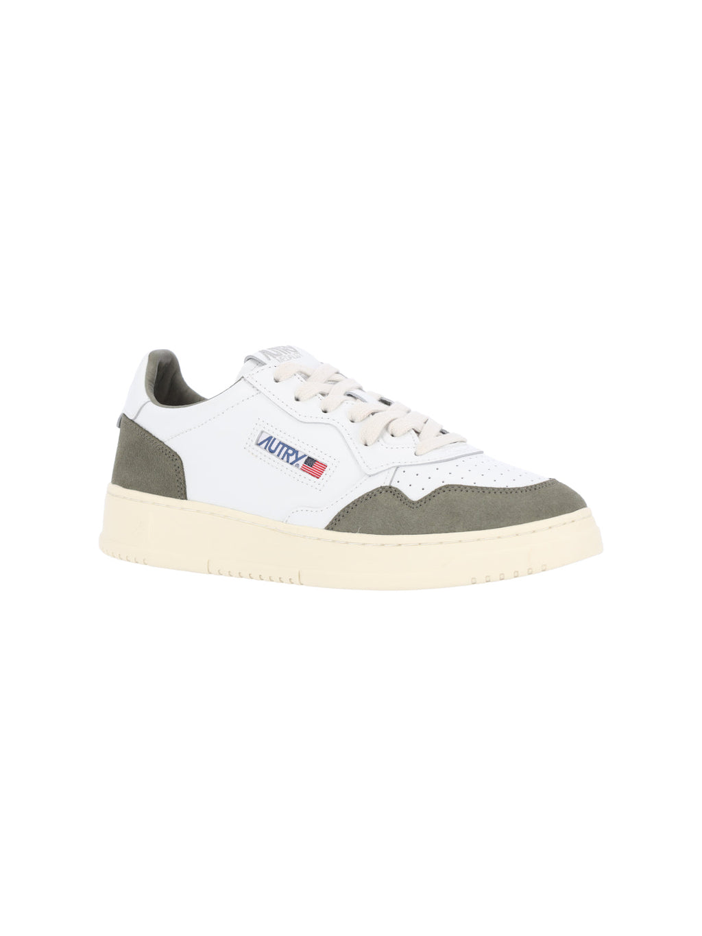 Low-Top Sneakers with Olive Green Suede Overlays