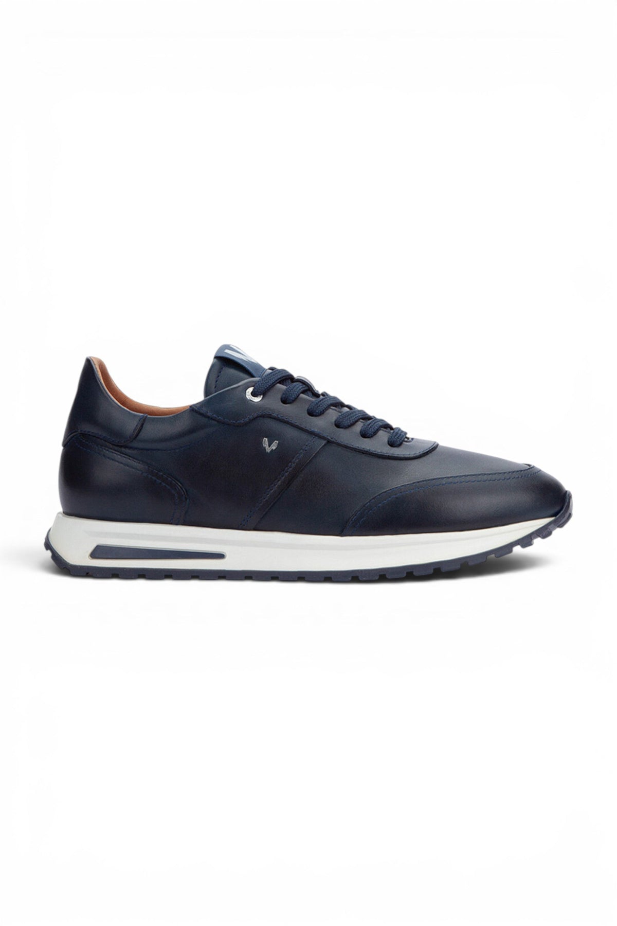 Martinelli Men's Blue Leather Sneakers Trainer Lace-Up Shoes - Hanbury