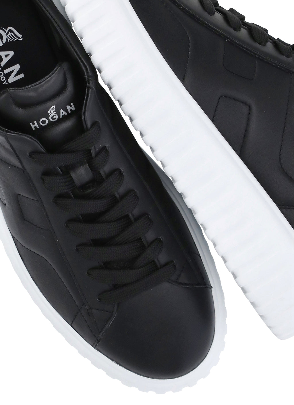 Black H-Stripes Leather Sneakers
