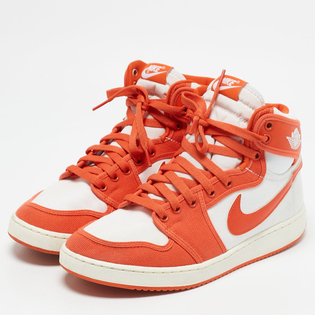 Air Jordans Orange Canvas And Leather Jordan 1 Ko "syracuse" High Top Sneakers