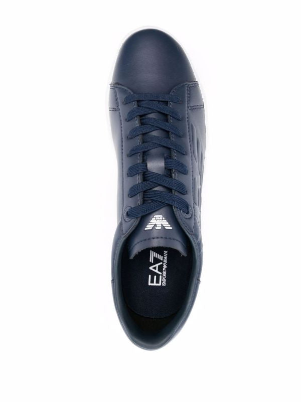 Blue Tennis Dynamic Low-Top Leather Sneakers