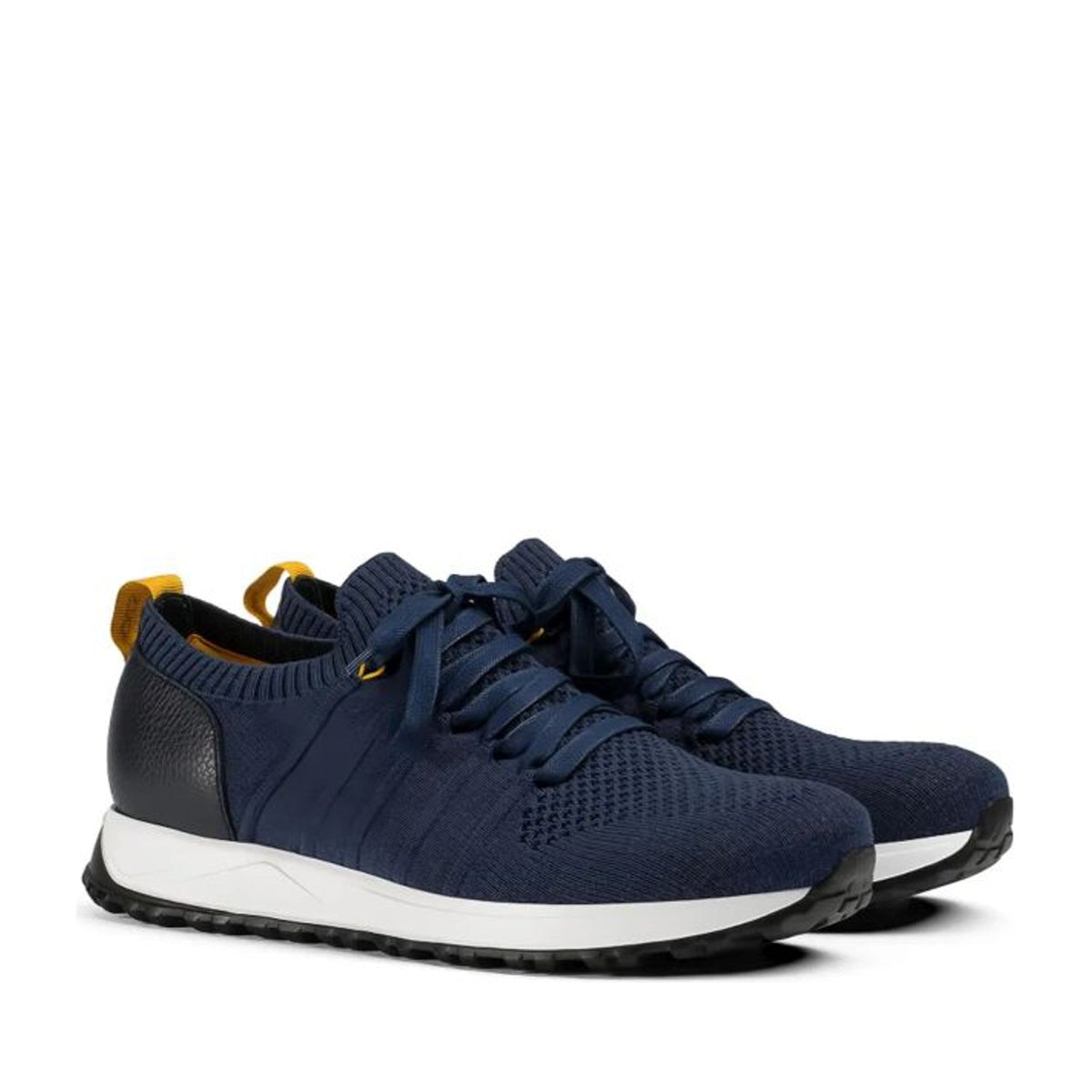Blue Knitted Snug Collar Contrasting Sole Sneakers