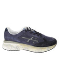 Dark Blue Moerun Leather-Blend Low-Top Sneakers