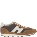 Beige Athletic Contrast Suede Mesh Sneakers