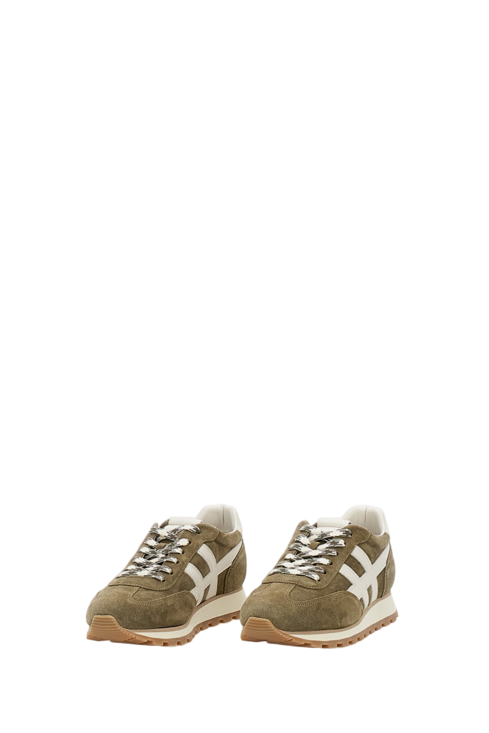 Low-Top Sneakers with Green Finish
